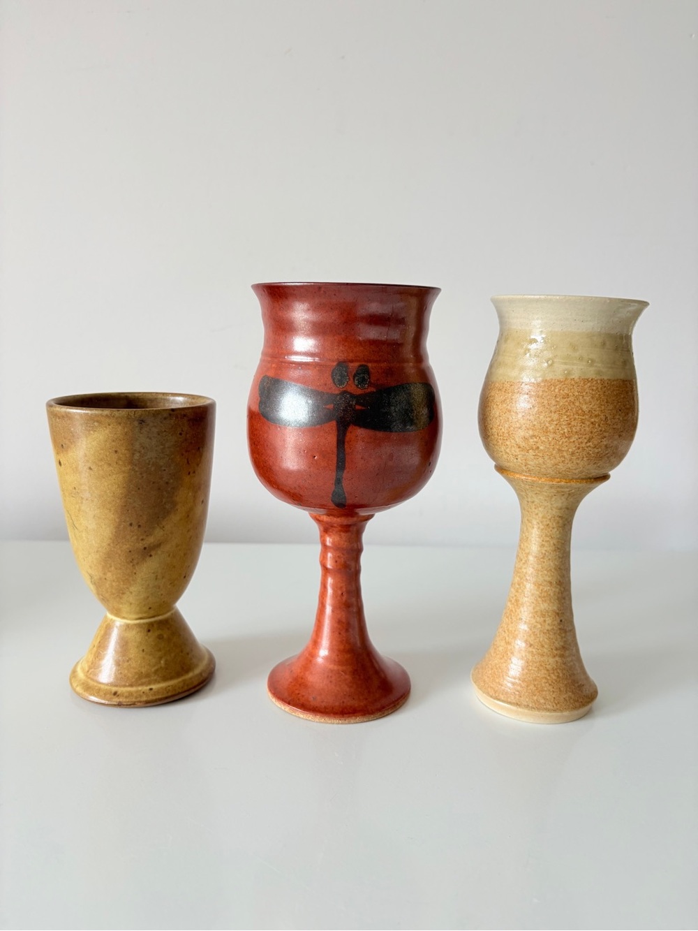 Trio of Studio Pottery Goblets TAIZÉ Pottery Richard Fisher Charis Pottery